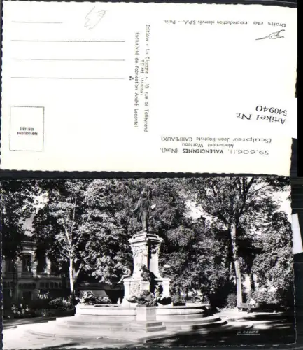 540940 France Foto AK Valenciennes Nord Monument Watteau