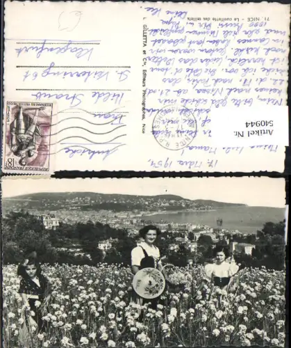 540944 France Nice Nizza La cueillette des oeillets Frau Mädchen Tracht Blumen