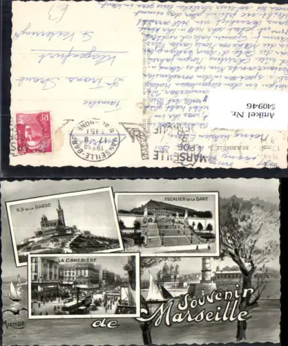 540946 France Mehrbild AK Souvenir de Marseille La Canebiere Esaclier de la Gare