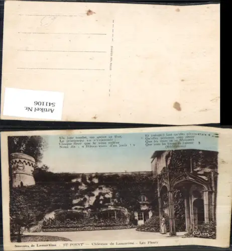 541106 France Souvenir de Lamartine St-Point Chateau de Lamartine Les Fleurs