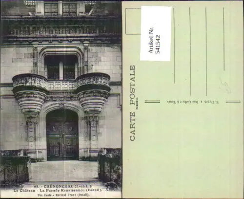 541542 France Chenonceau Le Chateau La Facade Renaissance Detail Schloss