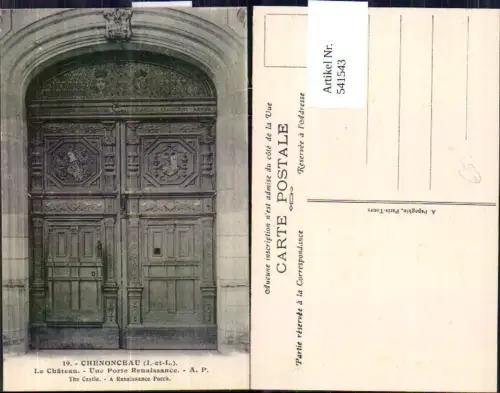 541543 France Chenonceau Le Chateau Une Porte Renaissance Schloss Detail