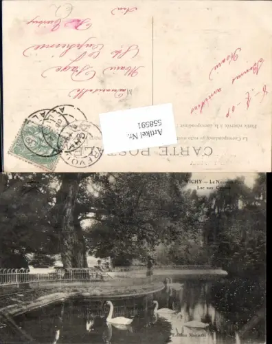 558591,France Vichy Schwan Schwäne