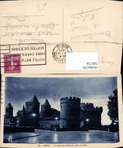 585718,Metz La Porte des Allemands Effet de Nuit Beleuchtet b. Nacht France