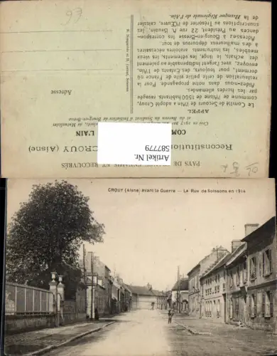 587779,Crouy Aisne avant la Guerre La Rue de Soissons en 1914 France