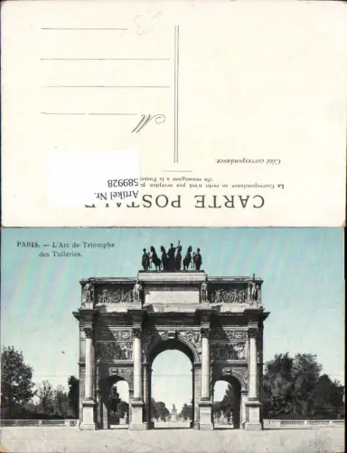 589928,France Paris L Arc de Triomphe des Tuileries Triumphbogen