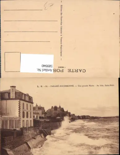 589940,Parame Rochebonne Une grande Maree Au loin Saint-Malo Brandung France