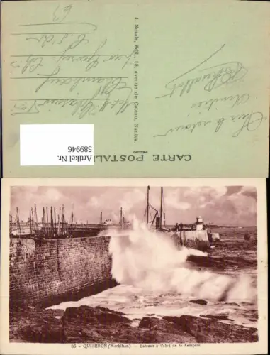 589946,Quiberon Morbihan Beteaux a l abri de la Tempete Brandung Leuchtturm France