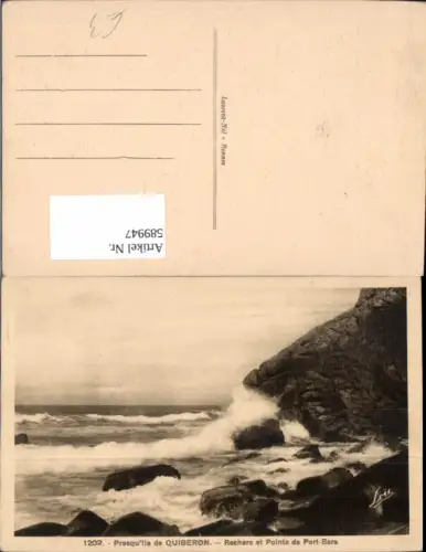589947,Presquile de Quiberon Rochers et Pointe de Port-Bara Küste Brandung France