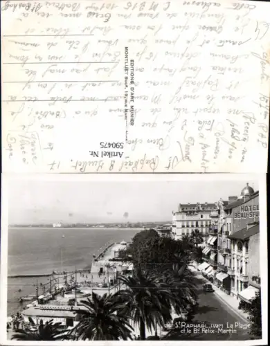 590475,Foto Ak St Raphael Var La Plage et le Bd. Felix Martin Küste Strand France
