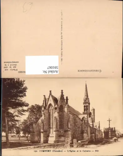 591067,Comfort Finistere L Eglise et le Calvaire Kirche France