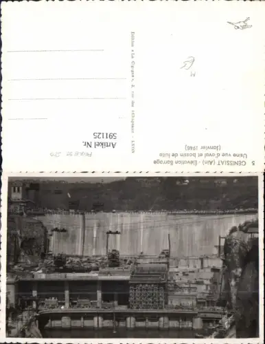 591125,Foto Ak Genissiat Ain Elevation Barrage Usine vue d aval et bassin de fuite Talsperre France