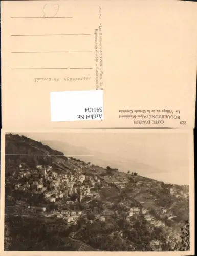 591134,Cote d Azur Roquebrune Alpes-Maritimes Le Village vu de la Grande Corniche France