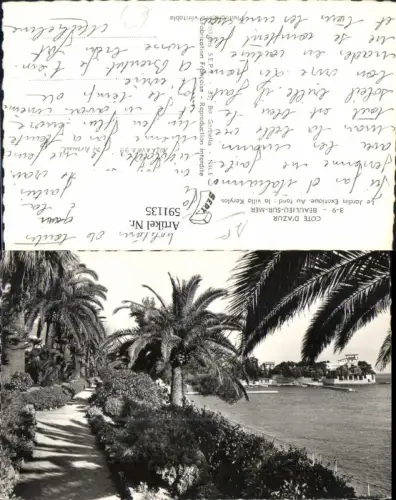 591135,Cote d Azur Beaulieu-sur-Mer Le Jardin Exotique Au fond La villa Kerylos Palmen France