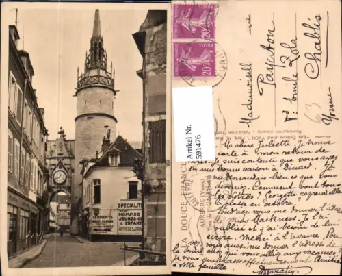 591476,Auxerre Yonne Tour de l Horloge Uhr France