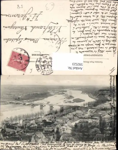 592523,Nevers Vue panoramique Le Pont du chemin de fer France