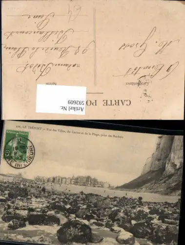 592609,Le Treport Vue des Villas du Casino et de la Plage prise des Rochers Küste Strand Strandleben France