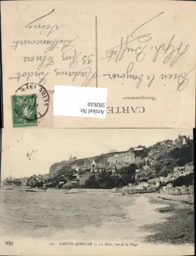 592610,Saint-Adresse La Heve vue de la Plage Strand Küste France