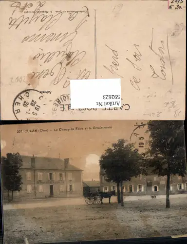 592623,Culan Cher Le Champ de Foire et la Gendarmerie Kutsche France