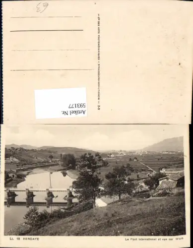 593177,Hendaye Le Pont international et vue sur Irun Brücke France