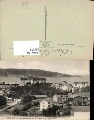 593179,Hendaye Vue panoramique sur les Hotels et la Plage France