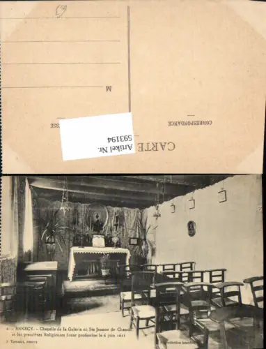593194,Annecy Chapelle de la Galerie ou Ste Jeanne de Chantal Innen Altar Kapelle France