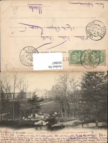 593867,Nantes Le Jardin des Plantes avec le Lycee dans la perspective France