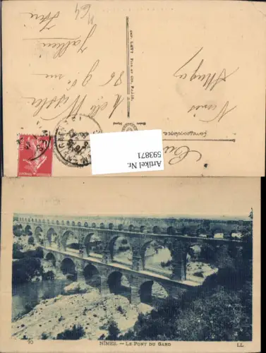 593871,Nimes Le Pont du Gard Brücke Viadukt France