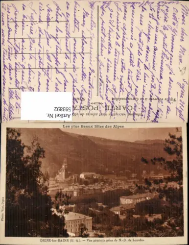 593892,Digne-les-Bains Vue generale prise de Notre-Dame de Lourdes France
