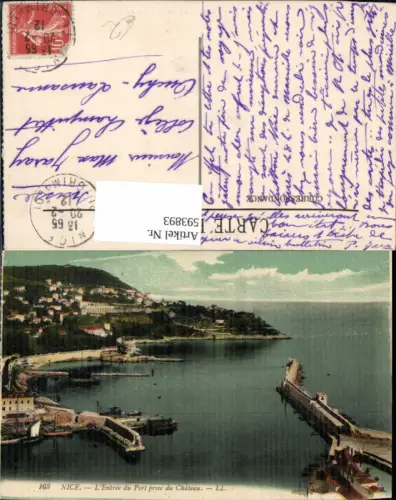593893,Nice Nizza L Entree du Port prise du Chateau Schloss France