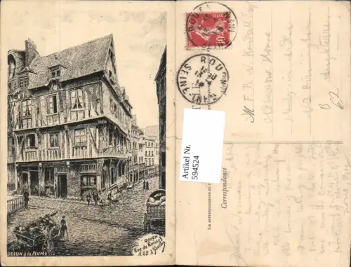 594524,Künstler Ak Dessin a la Plume Rouen France