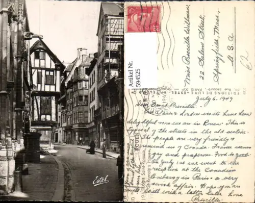 594525,Foto Ak Rouen Logis Saint-Romain Gassenansicht France
