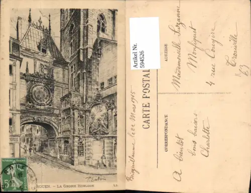 594526,Künstler Ak F. Duboir Rouen La Grosse Horloge Uhr France
