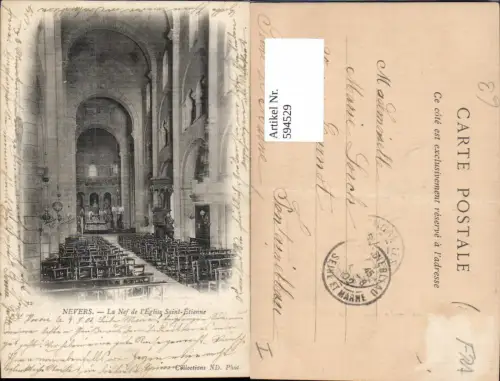 594529,Nevers La Nef de l Eglise Saint-Etienne Kirche Innen France