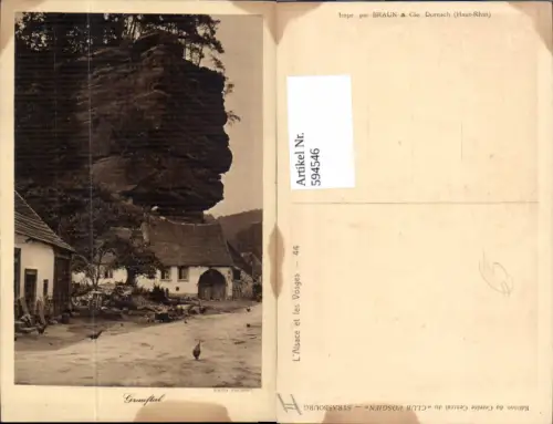 594546,L Alsace et les Vosges Grauftal Graufthal Felsen über Häuser France