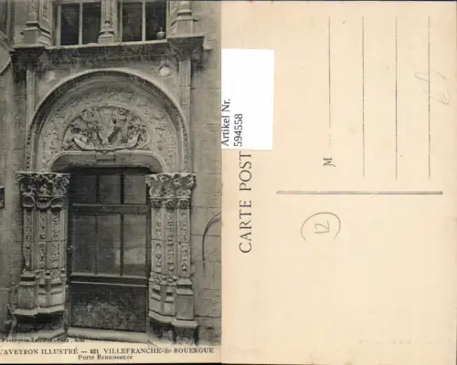 594558,L Averyron Illustre Villefranche-de-Rouergue Porte Renaissance Eingang Tür France