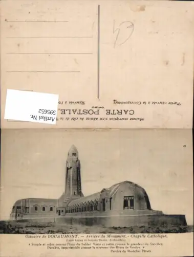 595652,Ossuaire de Douaumont Arriere du Monument Chapelle Catholique France