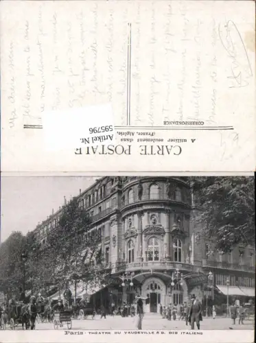 595796,Paris Theatre du Vaudeville u. B. Deb Italiens Kutsche France