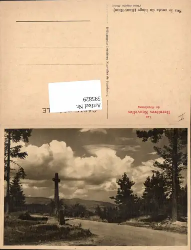 595829,Les Dernieres Nouvelles de Strasbourg Straßburg Sur la route du Linge Haut-Rhin Kreuz Wegkreuz France