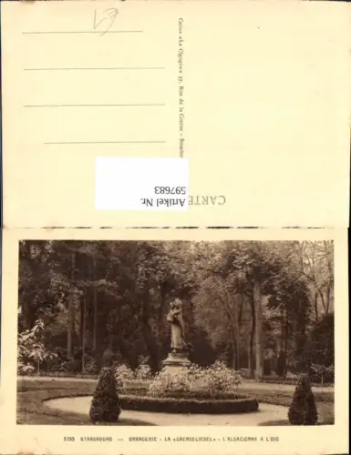 597683,Strasbourg Straßburg Orangerie La Gaenseliesel L Alsacienne a L oie Statue France