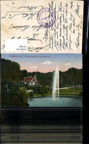 597685,Strasbourg Straßburg Elsass Bauernhaus i. d. Orangerie Springbrunnen Brunnen France