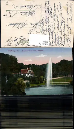 597692,Strasbourg Straßburg Elsass Bauernhaus i. d. Orangerie Springbrunnen Brunnen France