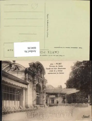 604136,Vichy Terrasse du Casino Facade de Style Renaissance Kasino France