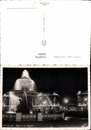 604285,Foto Ak Paris b. Nacht Concord Square Brunnen Springbrunnen beleuchtet France