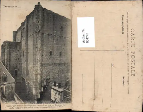 604743,Loches Le Grand Donjon le Corps avance et Chemin de Ronde France