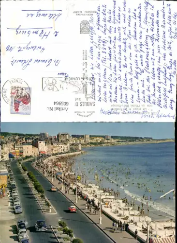 605964,Les Sables d Olonne La plage et le Remblai pris de l Hotel Beau-Rivage Strand Strandleben France