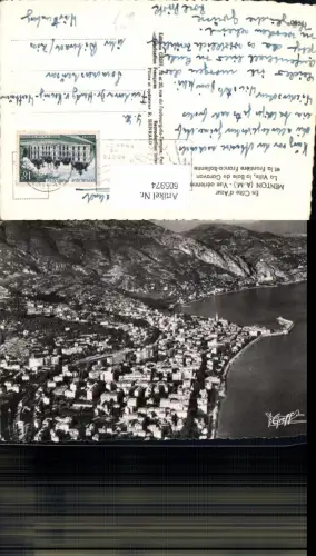 605974,Luftbild Vue aerienne Cote d Azur Menton La Ville la Baie de Caravan France