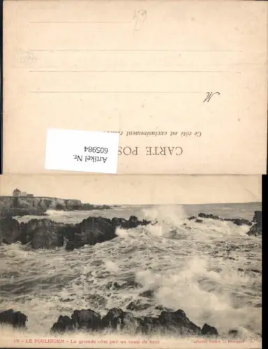 605984,Le Pouliguen La grande cote par un coup de vent Küste Brandung France
