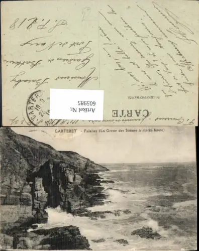 605985,Carteret Falaises La Grotte des Sirenes a maree haute Küste Grotte France