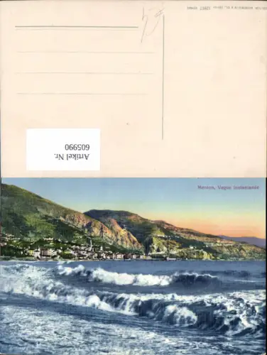 605990,Menton Vague instantanee Brandung Küste France